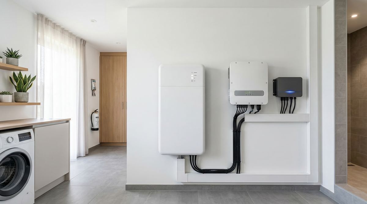 Home utility room with smart battery and energy management system